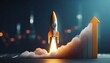 © Marko - Business growth up,planning,strategy,business start up concept.Businessman touch rocket launch investment growth,starting corporate,aiming objective value development leadership