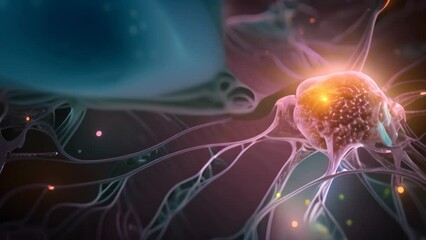 Poster - 3d illustration of neuron cell or neuron cell. neuron cell, neuron cell, neuron cell, close up of hu
