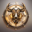 Luxury golden bull head with precious stones. Vector illustration.