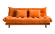 © Rehan - An orange couch adorned with three colorful pillows