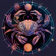 Zodiac sign Cancer. Zodiac constellation on dark background. Vector illustration.