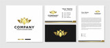 Fototapeta  - Gold Flower Vector Logo , with Business Card and Letterhead