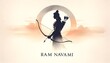 Watercolor illustration of lord rama with a bow and arrow for ram navami celebration.