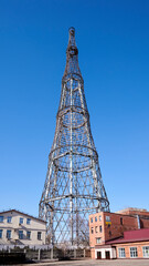 Russia. Moscow. Shukhov Tower. View from the courtyard of Shukhov St., 14