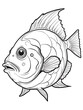 Fish different position line smoothly outlined for coloring page white background ai generated