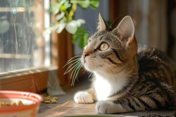 Poster - Cute cat eating at home