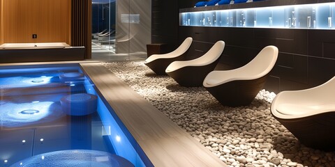 Wall Mural - Luxury spa lobby interior with beige colors.