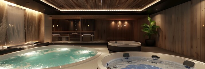 Wall Mural - Luxury spa with hot tub and pool.