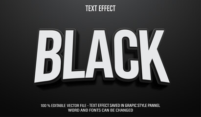 Poster - Black 3d editable text effect style