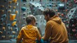 Dad and Son Bonding over Indoor Climbing Adventure Generative AI