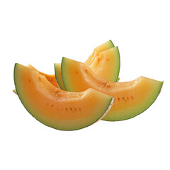 Canvas Print - Two melon pieces on table with Transparent Background