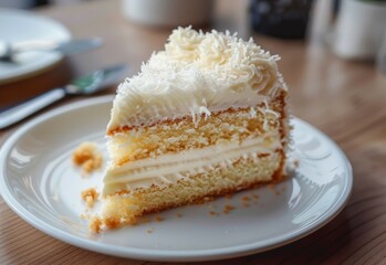 Poster - Coconut cream cake on a plate