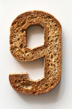 A close up of the letter e made out of bread. Generative AI.