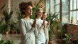 Friends Posing in a Yoga Studio Generative AI
