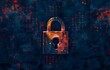 Schloss auf einem digitalen Hintergrund, Konzept Datensicherheit und Schutz vor Hackern