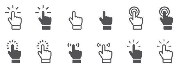 Fototapete - Set of pointer cursor computer mouse icons. Hand Cursor icons click. Vector illustration.