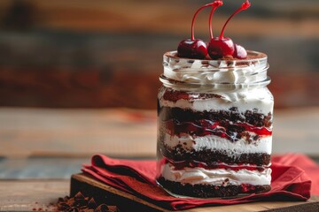 Poster - Black Forest cake with cherry and napkin