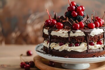 Wall Mural - Chocolate cake on dark background