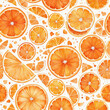 Bright background with juicy orange slices. Watercolor.