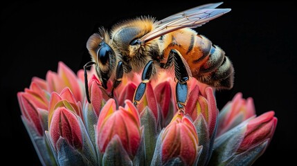 Wall Mural - The Dance of Pollination: Bee and Flower, generative ai