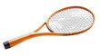 © Rehan - Close-up view of a sleek tennis racket against a crisp white background