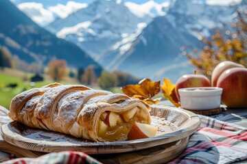 Poster - Apple strudel in mountains