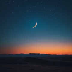 Poster - A crescent moon is shining brightly in the night sky