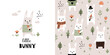 Сhildish pattern with cute bunny, baby print. Animal seamless background, cute vector texture for kids bedding, fabric, wallpaper, wrapping paper, textile, t-shirt print