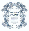 Vintage border frame engraving with antique ornament pattern - Vector Design