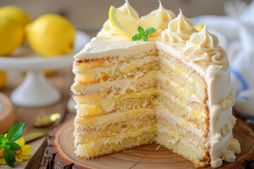 Canvas Print - Picture of lemon cream cake