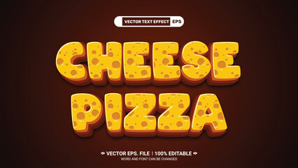 Aufkleber - Realistic 3d editable cheese pizza vector text effect with food menu theme