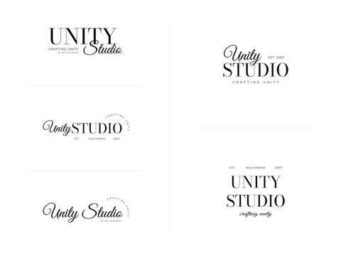 Set of Minimal and Aesthetic typography logo template for company and beauty business