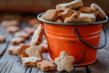 Sticker - Small orange pail overflows with assorted dog treats