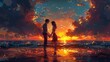 Sparkling Sunset Love in Manga, generative ai