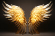 Witness the breathtaking beauty of a pair of gilded wings and feathers, soaring in ethereal splendor against a transparent background  Generative AI,