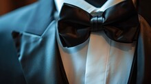 White Suit With A Big Black Bow And Black Handkerchief