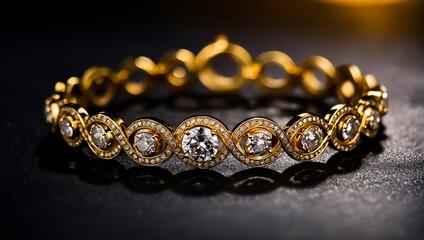 chic gold bracelet on a dark background