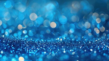 Wall Mural - Abstract background of blue sparkling glitter bokeh texture design. AI generated image