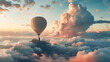 Hot Air Balloon Soaring Over Dreamy Clouds in an Epic Fantasy Scene