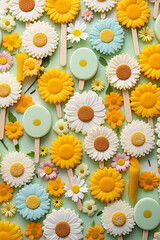 Wall Mural - daisies on white background