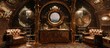 Victorian Dressing Room Elevated in a Steampunk Airship Cabin