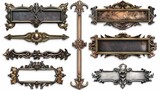 Fototapeta Przestrzenne - Set of vintage frames for paintings, mirrors or photo isolated on white background. suitable for game UI borders decor bundle