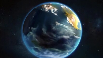 Wall Mural - Spinning earth planet with famous Landmarks created with generative ai.