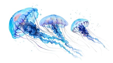 Watercolor jellyfish animal on a white background illustration