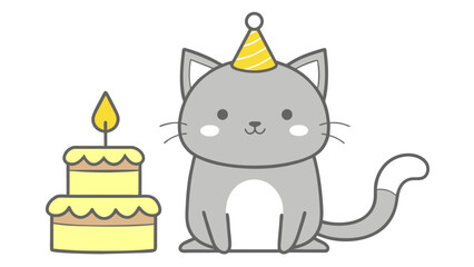  Purr-fact Celebration: A Beautiful Cartoon Vector of a Cat’s Birthday Party