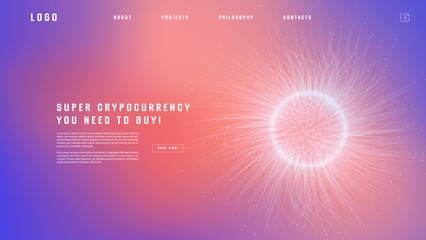Poster - Landing page abstract design with expansion of line element. Template for website or app with tentacle shape.