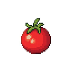 Wall Mural - round red tomato, pixel art food