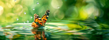A Butterfly Floats In The Water.
