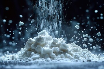 close up of white powder being poured from top