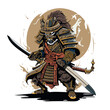 The skull samurai Japan cartoon vector illustration in war